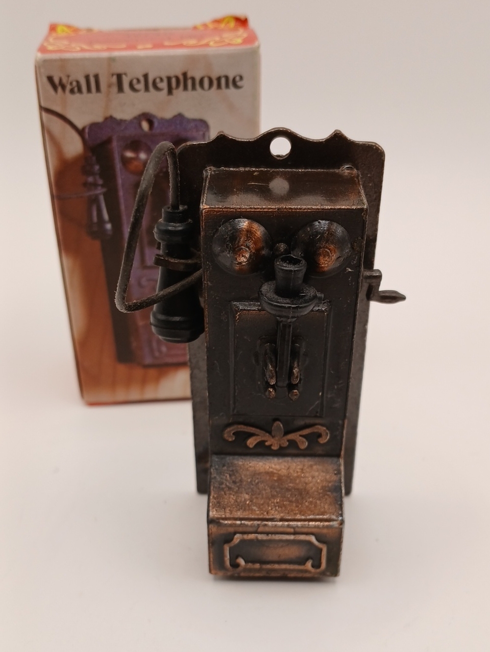 Vintage Old Fashion Die-Cast Wall Telephone Pencil Sharpener w/ Box